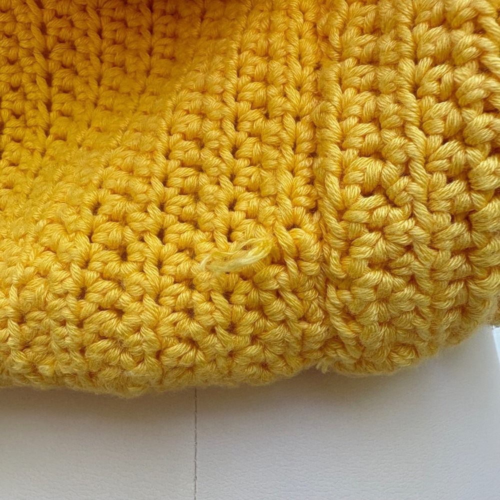 Crochet Knit Crop Top Yellow Sm/Md Puff Sleeve Summer Boho Festival Vibrant 70's - Picture 7 of 7